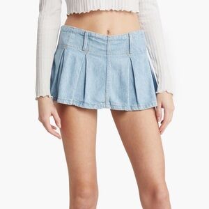 Free people pleated denim micro skirt